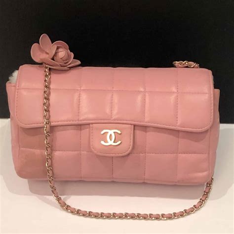 CHANEL Lambskin Quilted Mini Chocolate Bar Camellia Flap 